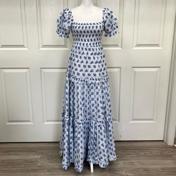 caroline constas blue floral dress Caroline Constas Maxine Ruched Mini Dress in Blue Floral